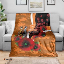 Greater Giants ANZAC Personalised Blanket Lest We Forget Poppy Camo LT9