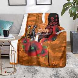 Greater Giants ANZAC Personalised Blanket Lest We Forget Poppy Camo LT9