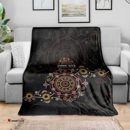 NAIDOC Deadly 50 Years Blanket Aboriginal Black Gold Boomerang Art LT9
