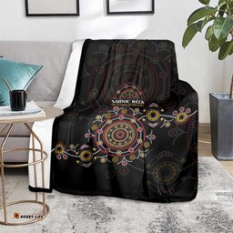 NAIDOC Deadly 50 Years Blanket Aboriginal Black Gold Boomerang Art LT9