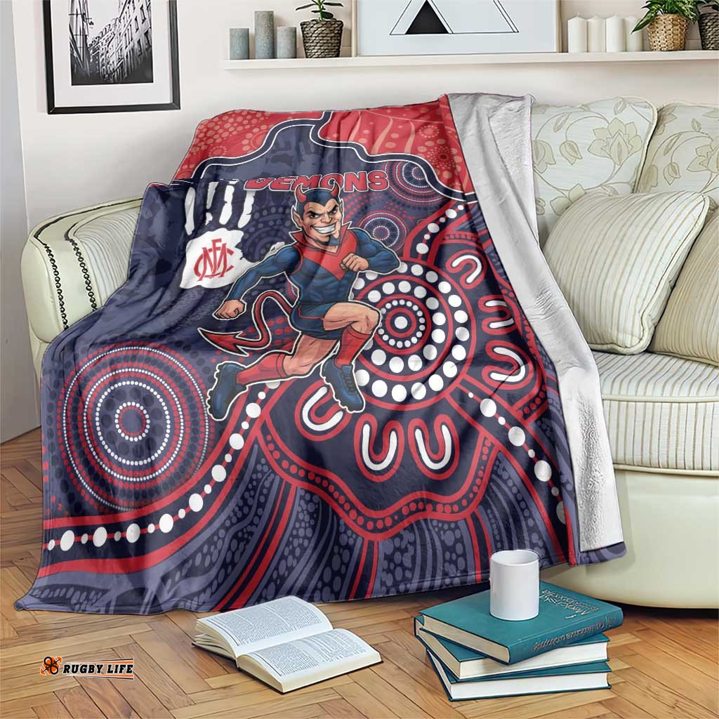 Demons Football Blanket Aboriginal Dot Art Pattern DT05