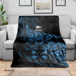 New Zealand Lawn Bowls Blanket Blue Maori Warrior Tribal Silver Fern LT9