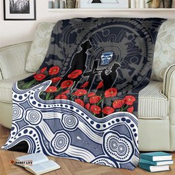 Geelong Cats ANZAC Day Blanket Indigenous Dot Art with Poppy Flower Tribute TS04