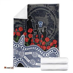 Geelong Cats ANZAC Day Blanket Indigenous Dot Art with Poppy Flower Tribute TS04