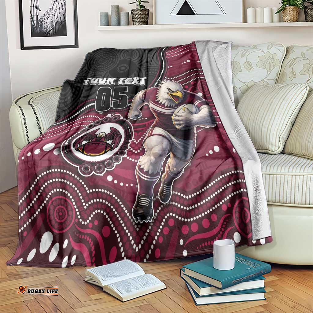 Custom Sea Eagles Blanket Bird Mascot With Aboriginal Indigenous DT05