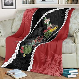 New Zealand Christmas Blanket Flora Map with Birds LT7