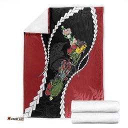New Zealand Christmas Blanket Flora Map with Birds LT7