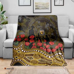 Hawthorn Hawks ANZAC Day Blanket Indigenous Dot Art with Poppy Flower Tribute TS04