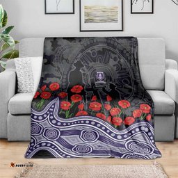 Fremantle Dockers ANZAC Day Blanket Indigenous Dot Art with Poppy Flower Tribute TS04