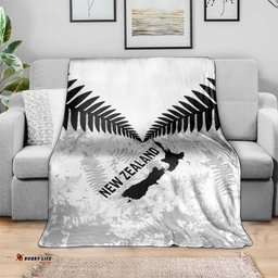 Custom New Zealand Silver Fern Football Blanket Go Aotearoa Grunge White LT14