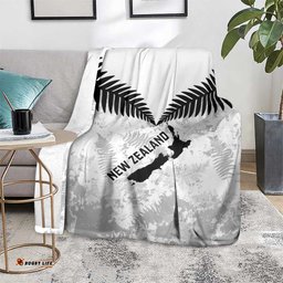 Custom New Zealand Silver Fern Football Blanket Go Aotearoa Grunge White LT14