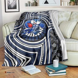 Geelong Cats Blanket Indigenous Monochrome Dot Art Mascot Style TS04