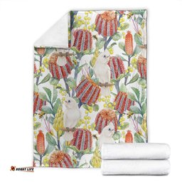 Little Corella Australia Cockatoo Blanket Cacatua Sanguinea Banksia Seamless White LT14