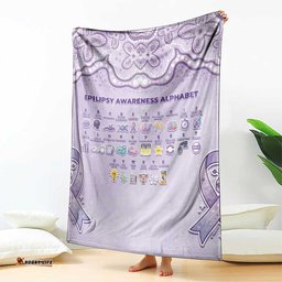 Epilepsy Awareness Alphabet Blanket Purple Ribbon Butterfly Cute Style DT05