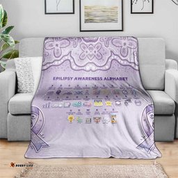 Epilepsy Awareness Alphabet Blanket Purple Ribbon Butterfly Cute Style DT05