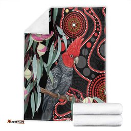 Gang-gang Cockatoo Australia Blanket Eucalyptus Blossoms Aboriginal Art LT14