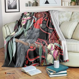 Gang-gang Cockatoo Australia Blanket Eucalyptus Blossoms Aboriginal Art LT14