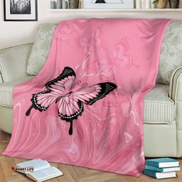 Personalised Australia Breast Cancer Awareness Blanket Pink Ribbon Butterfly Opal Pattern LT14