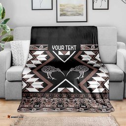 Personalised Taniko Motifs Aotearoa Blanket Waitangi Kowhaiwhai Kiwi - Mocha LT7