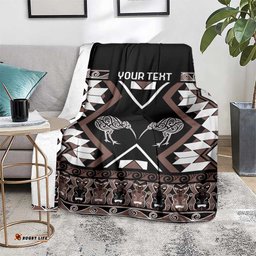 Personalised Taniko Motifs Aotearoa Blanket Waitangi Kowhaiwhai Kiwi - Mocha LT7