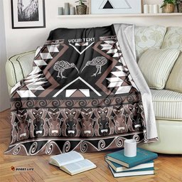 Personalised Taniko Motifs Aotearoa Blanket Waitangi Kowhaiwhai Kiwi - Mocha LT7