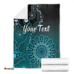 Personalised Ovarian Cancer Awareness Blanket Teal Ribbon Aboriginal Art LT05