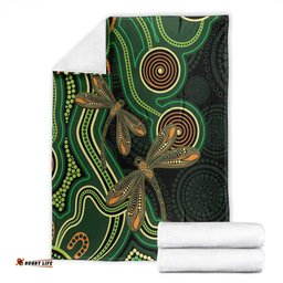 Green Indigenous Dragonfly Australia Blanket Aboriginal Art LT14