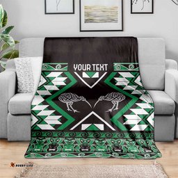 Personalised Taniko Motifs Aotearoa Blanket Waitangi Kowhaiwhai Kiwi - Green LT7