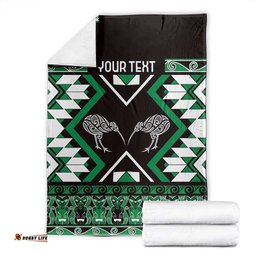 Personalised Taniko Motifs Aotearoa Blanket Waitangi Kowhaiwhai Kiwi - Green LT7