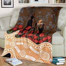 GWS Giants ANZAC Day Blanket Indigenous Dot Art with Poppy Flower Tribute TS04
