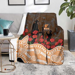 GWS Giants ANZAC Day Blanket Indigenous Dot Art with Poppy Flower Tribute TS04
