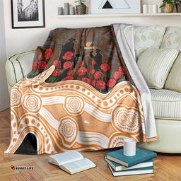 GWS Giants ANZAC Day Blanket Indigenous Dot Art with Poppy Flower Tribute TS04