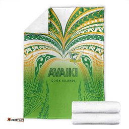 Cook Islands Rugby League Blanket Avaiki Tatau Tribal Motifs White Color LT03
