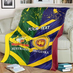 Custom Sri Lanka And Australia Cricket Blanket 2025 The Lions Baggy Greens Together LT14