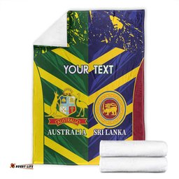 Custom Sri Lanka And Australia Cricket Blanket 2025 The Lions Baggy Greens Together LT14