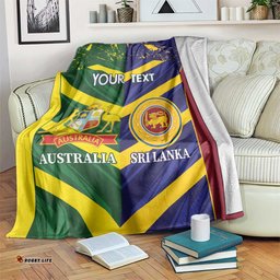 Custom Sri Lanka And Australia Cricket Blanket 2025 The Lions Baggy Greens Together LT14