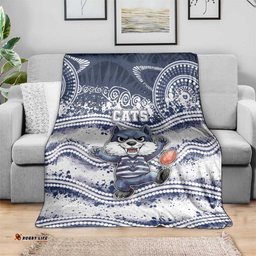 Geelong Navy Blanket Playful Cat Kicking Ball DT05