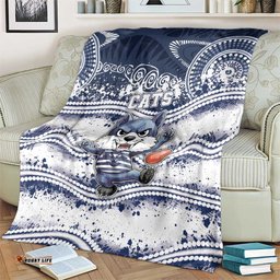 Geelong Navy Blanket Playful Cat Kicking Ball DT05