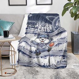 Geelong Navy Blanket Playful Cat Kicking Ball DT05