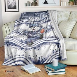 Geelong Navy Blanket Playful Cat Kicking Ball DT05
