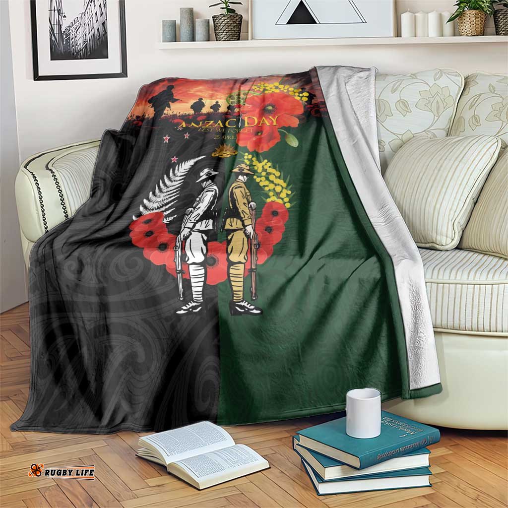 New Zealand and Australia ANZAC Day Blanket Lest We Forget Indigenous and Maori Pattern LT03