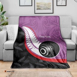 Personalised Aotearoa Lawn Bowls Blanket Maori and Silver Fern Sporty Style Pink Color LT03