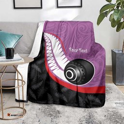 Personalised Aotearoa Lawn Bowls Blanket Maori and Silver Fern Sporty Style Pink Color LT03