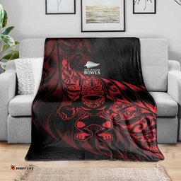 New Zealand Lawn Bowls Blanket Red Maori Warrior Tribal Silver Fern LT9
