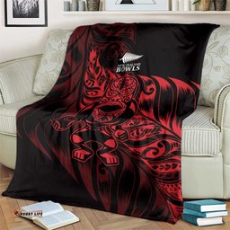 New Zealand Lawn Bowls Blanket Red Maori Warrior Tribal Silver Fern LT9