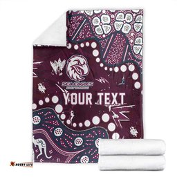 Personalized Manly Warringah Sea Eagles Blanket Aboriginal Pattern with Graffiti Style Design TS04