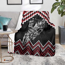 New Zealand Christmas Taniko Poutama Blanket Mountainscape Maori Fern LT7