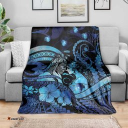 Maori Romantic Valentine Blanket The Hongi Kiss Blue Galaxy DT05
