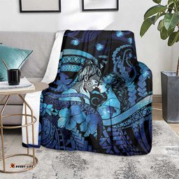 Maori Romantic Valentine Blanket The Hongi Kiss Blue Galaxy DT05