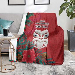 Maori Wheku Meri Kirihimete Personalised Blanket All Red Indigenous Maori Motif LT9
